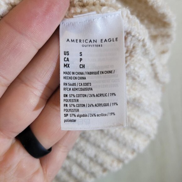 American Eagle Sweater Womens Small Ivory Turtle Mock Neck Soft Knit Aztec Top - Picture 4 of 8